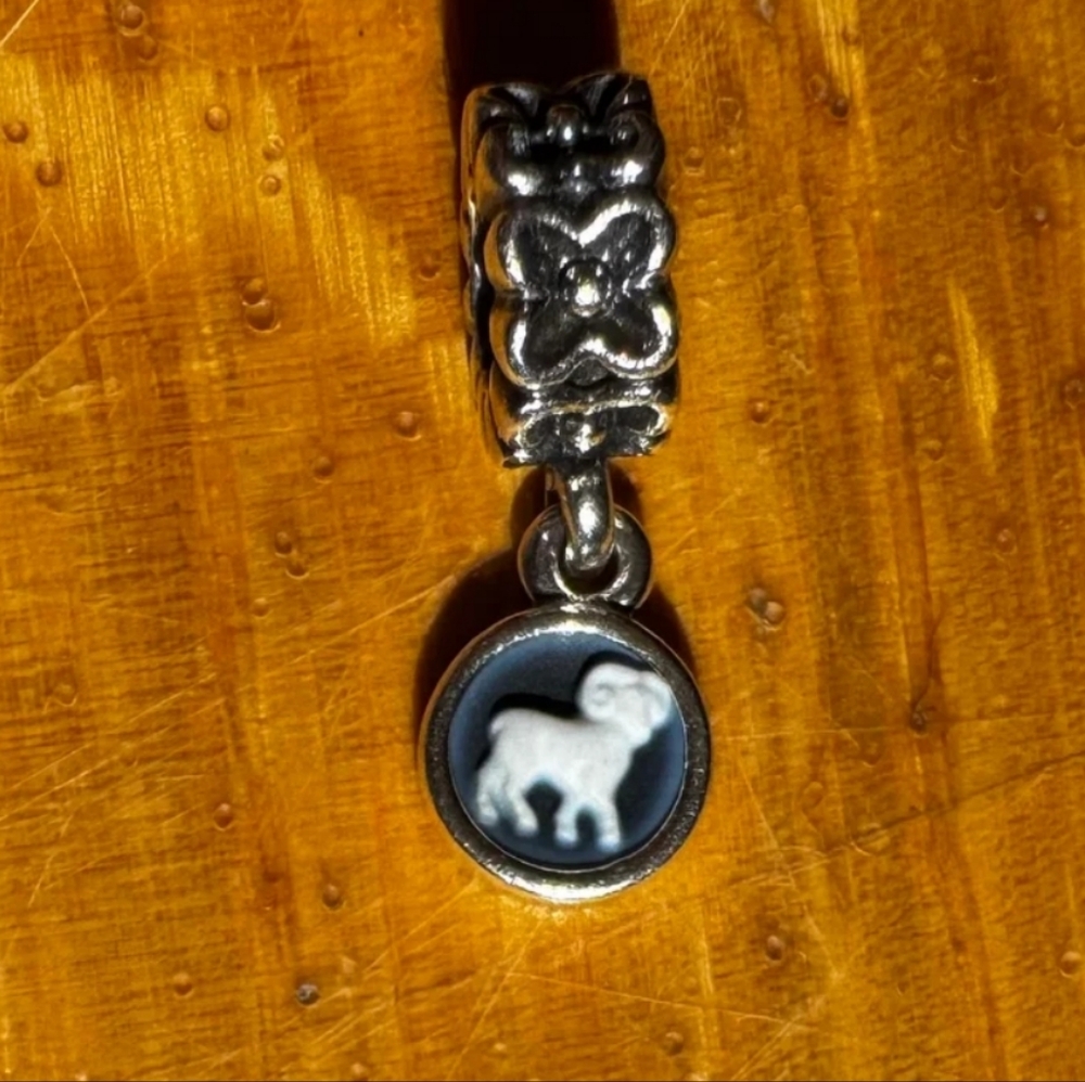 Pandora Aries Cameo Agate Dangle Charm